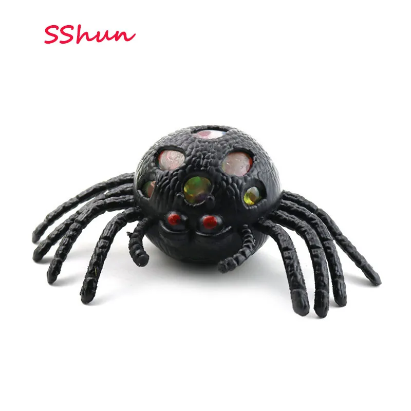 Halloween creative tricky toy simulation big spider grape ball Hand squeeze the blasting ball horror decompress the water ball