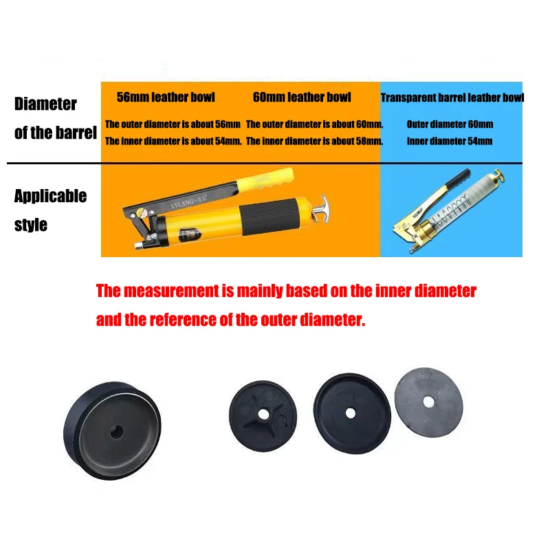 X/T/O Type Rubber Ring Oil Seal Universal Soft Leather Sleeve Spare Replacement Set Manual Grease Gun 56/60 Transparent Style