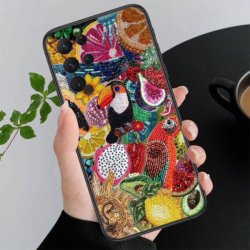 مطرز الفاكهة الكواكب المحيط الحيوان حقيبة لهاتف سامسونج A55 A16 A56 A36 A23 A35 A15 A53 A54 A33 A34 A25 A05S A52 A52S A14 A13 A71 #2