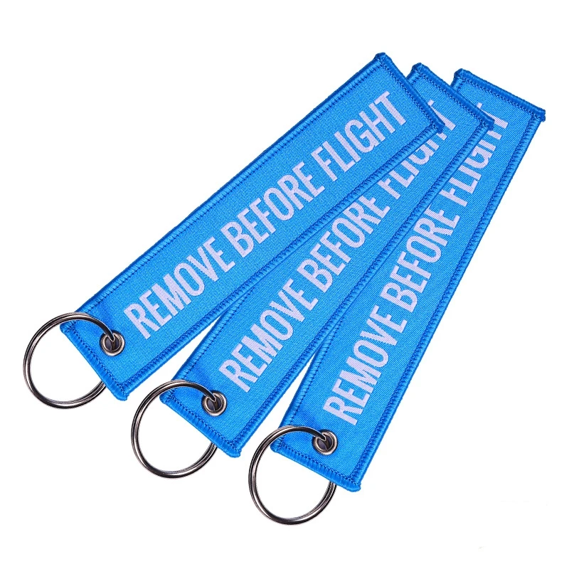 5Pcs Remove Before Flight Key Chain Embroidery Keychain for Aviation Gifts Red Key Fob Motorcycle Car Key Ring