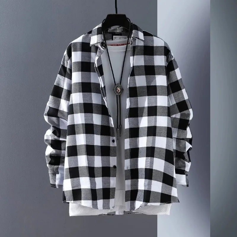 Men's Women's Long Sleeved Casual Checkered Shirt Thin Top Suitable For Spring Summer Young Couples