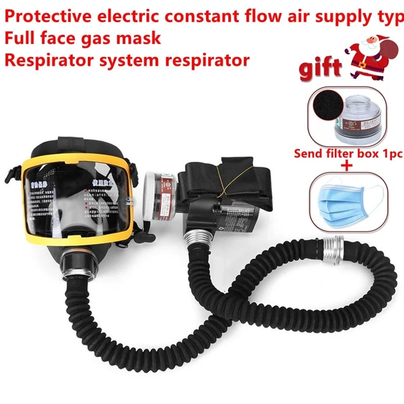 Máscara De Gás De Rosto Completo Alimentado De Ar Elétrico, Sistema De Respirador, Suprimentos De Segurança De Trabalho, Fluxo Constante, Proteção