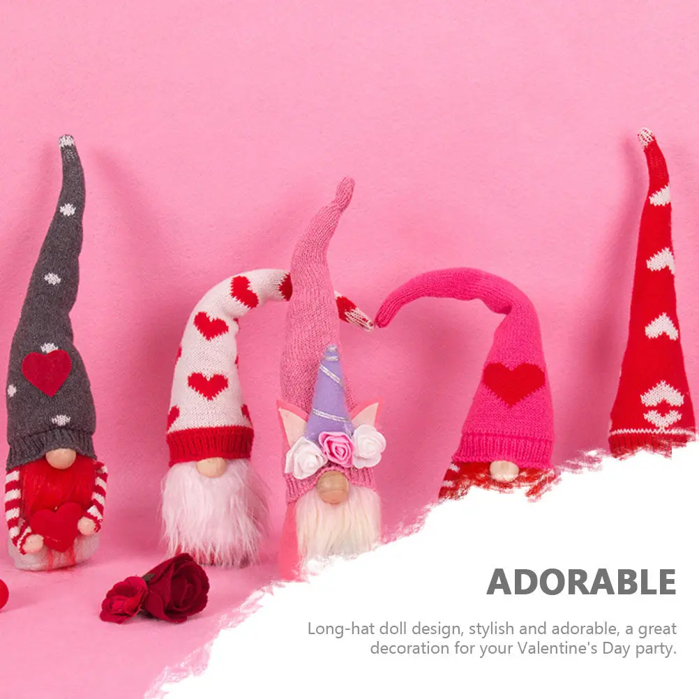 

Декоративная фигурка гнома с длинной шапкой ко Дню святого Валентина для дома, офиса, гостиной, праздничного оформления, очаровательное украшение в виде гнома