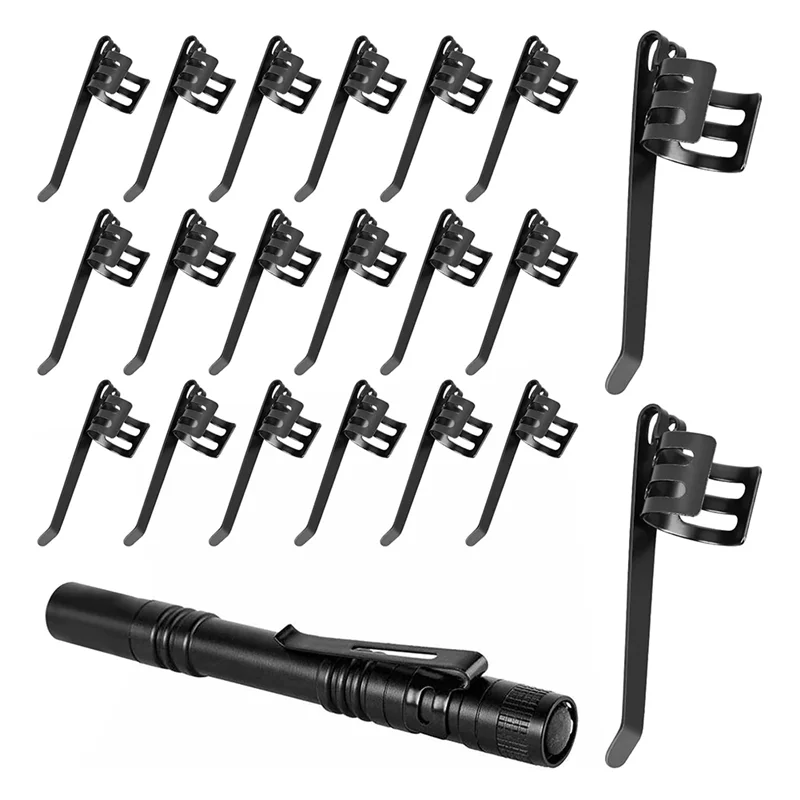 

ABUO-Карманный зажим, черная сталь, 20 шт. для фонариков и аксессуаров, подходит для зажимов для фонариков