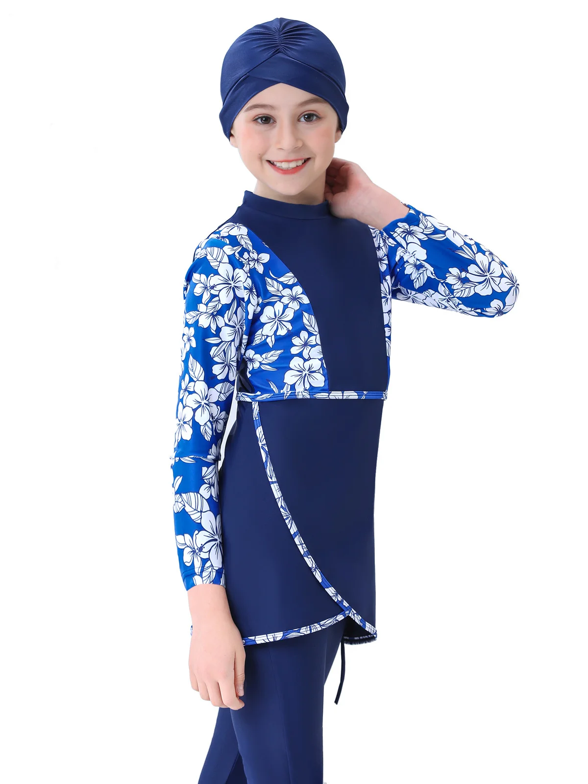 Hijab costume da bagno islamico per bambini costumi da bagno per bambini modesto costume da bagno manica lunga Plus Size ragazze Burkini 2 pezzi costume da bagno