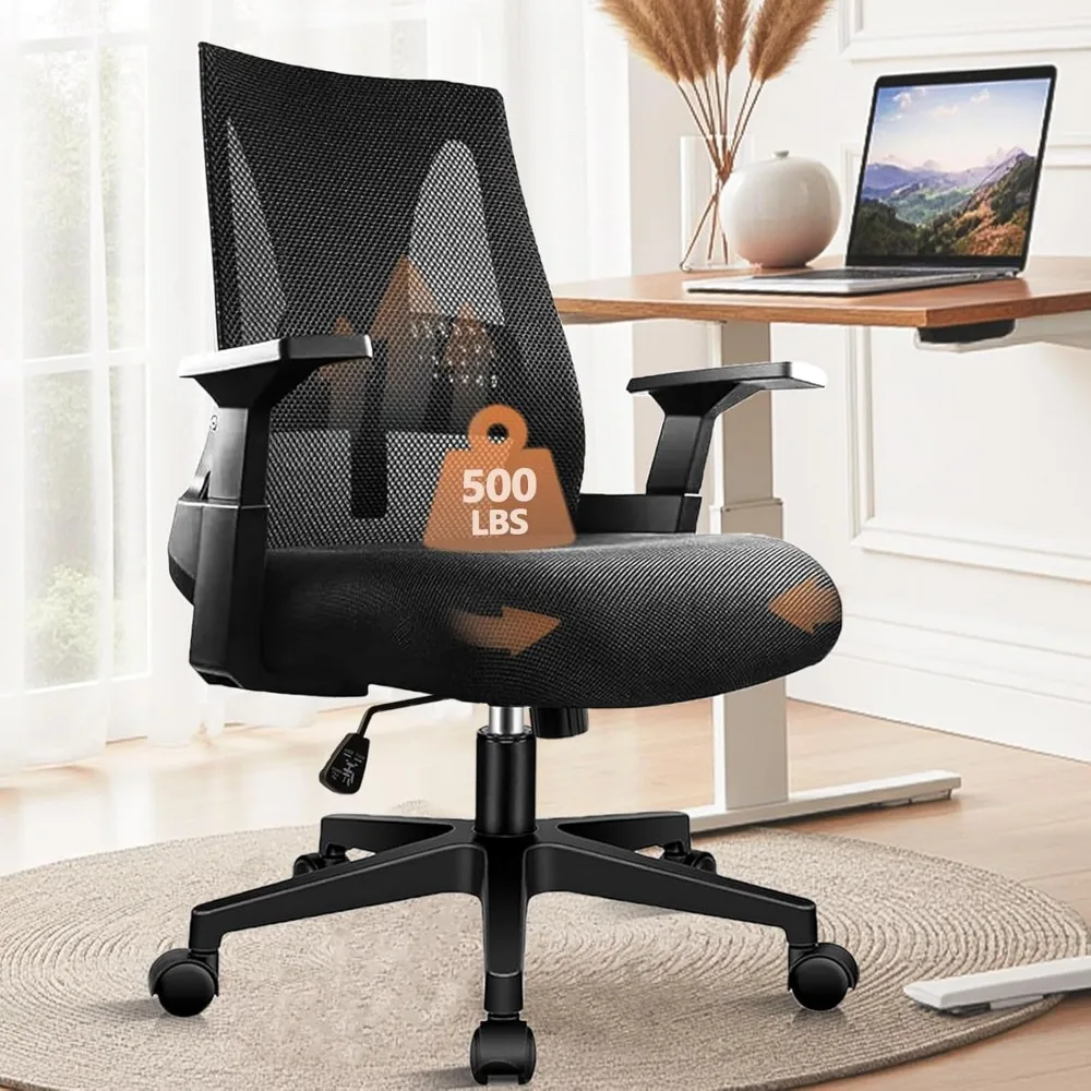 

500lbs Big and Tall Office Chair Heavy Duty Mesh Ergonomic Computer Chairs with Adjustable Lumbar Support and Wide Comfy