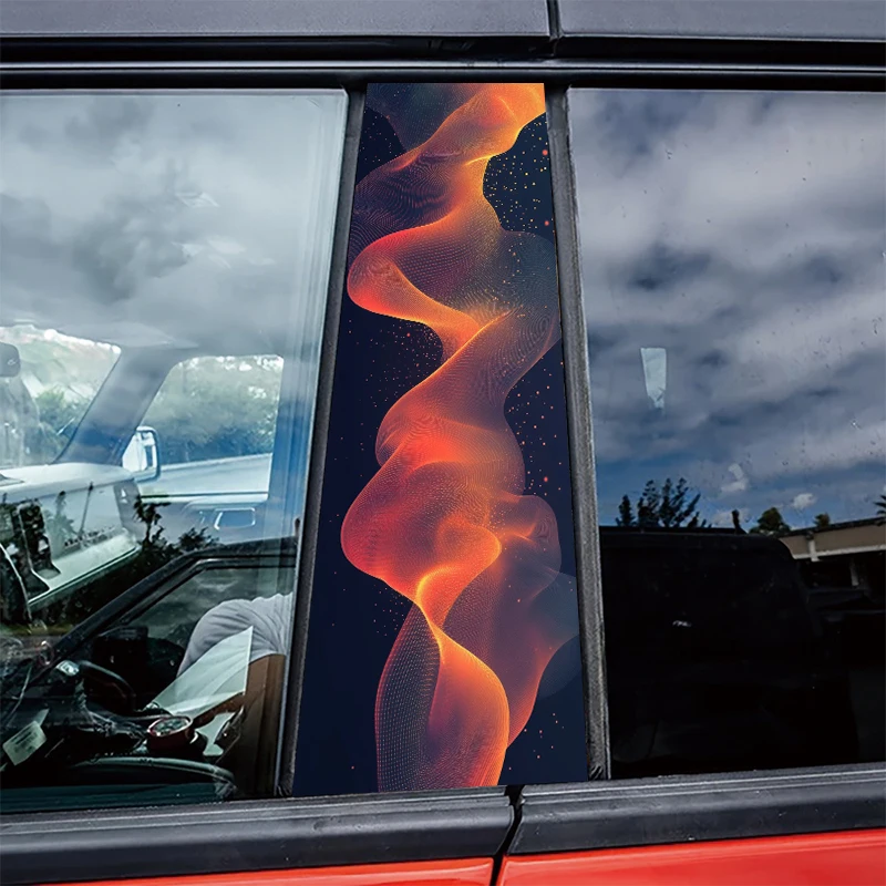 

2 pieces of automotive center pillar stickers Flaming Light Streaks Protective film, scratch-resistant stickers