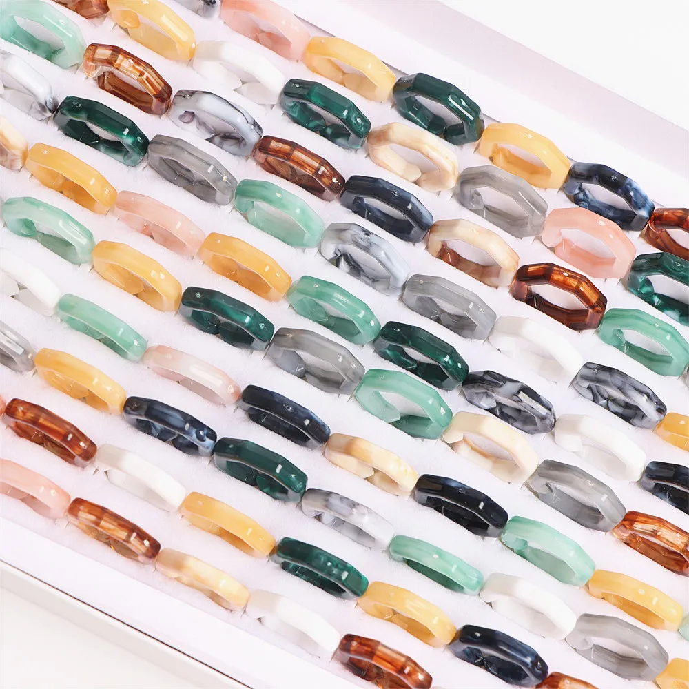 10Pcs/Lot Fashion Resin Acrylic Shell Open Adjustable Rings For Women Mix Style Jewelry Party Gifts Accessories