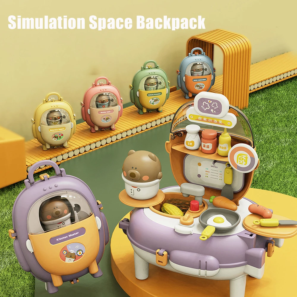 

Play House knapsack Simulation Space Backpack Cooking Bear Makeup Medical Color Clay Fun Play House Children Play Toys for Kids