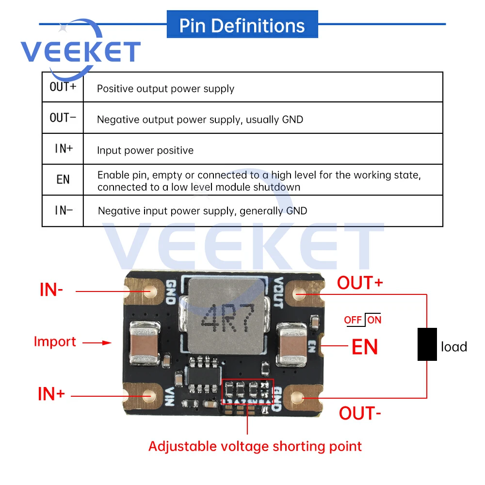 DC-DC 降圧電源モジュール入力 DC 6.5 ～ 16V ～ DC 3.3V/4.2V/5V/8.4V A全負荷電流は 4A に達します