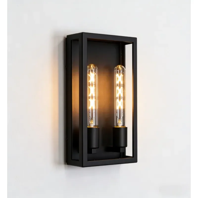 Modern IP65 Waterproof LED Matte Black Cylinder/Square Garden Outdoor Wall Light Polycarbonate Diffuser Light Sensor Dimmable