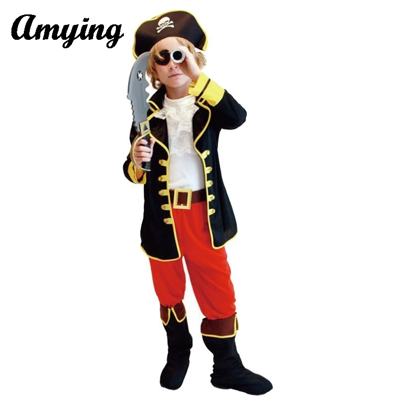 Podiumvoorstelling Kostuum Prop Pak Piratenkostuum Kinderen Mannelijke Piraat Kapitein Cosplay Halloween Carnaval Feest Kostuum Jongen