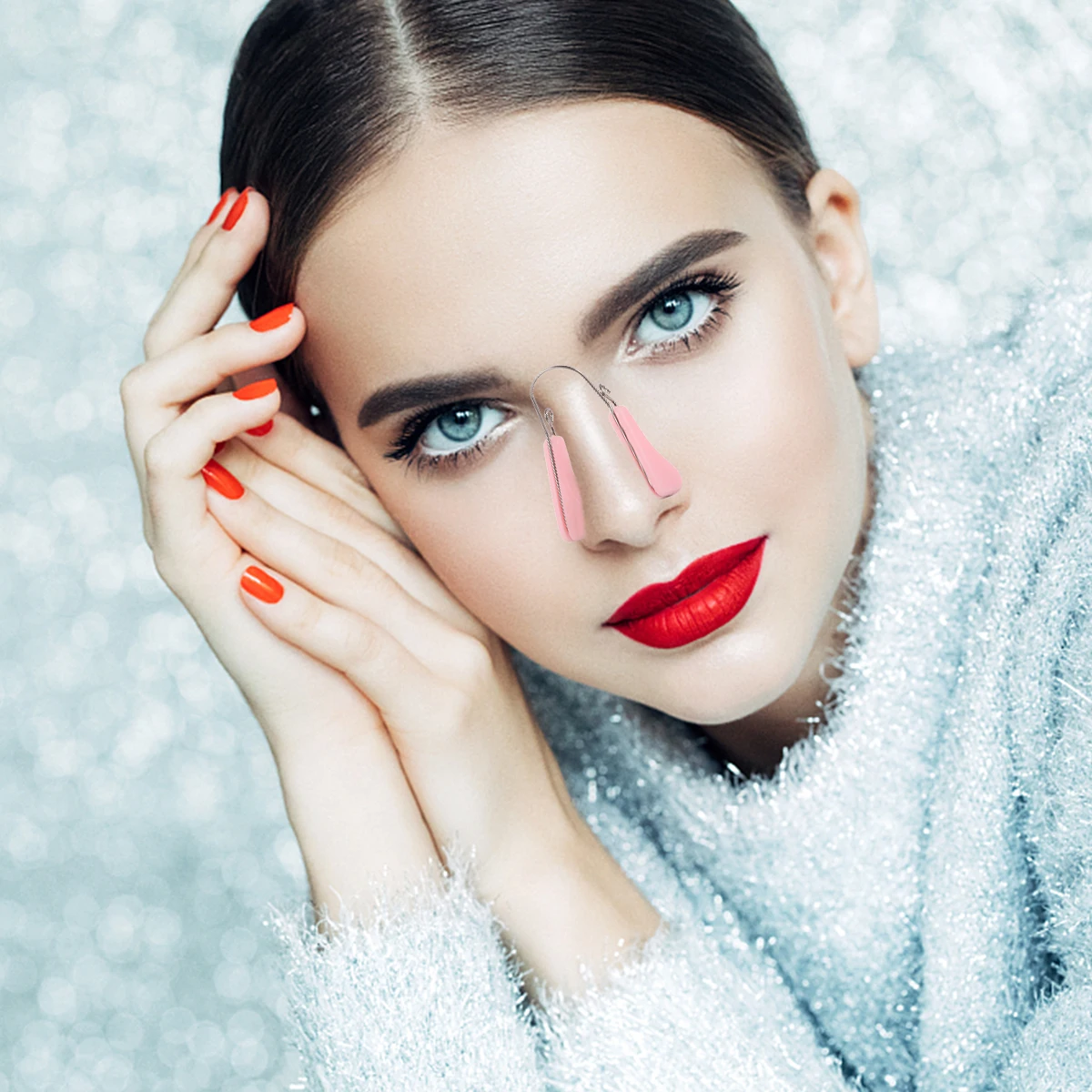 

4Pcs Nose Shaping Clip Silicone Lifter Straightens Bridge Lifts Tip Non-Invasive Solution for Women Daily Use Random Color