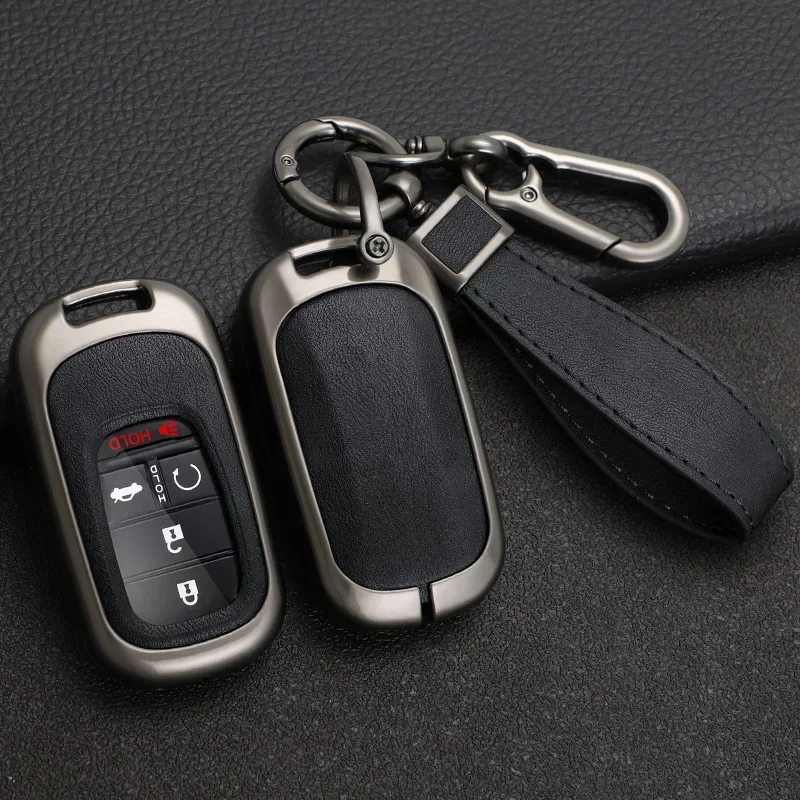 

Alloy Leather Car Remote Key Case Cover Shell For Honda Civic 11th 2022 3 4 5 Buttons Protector Holder Fob Keyless Accessories