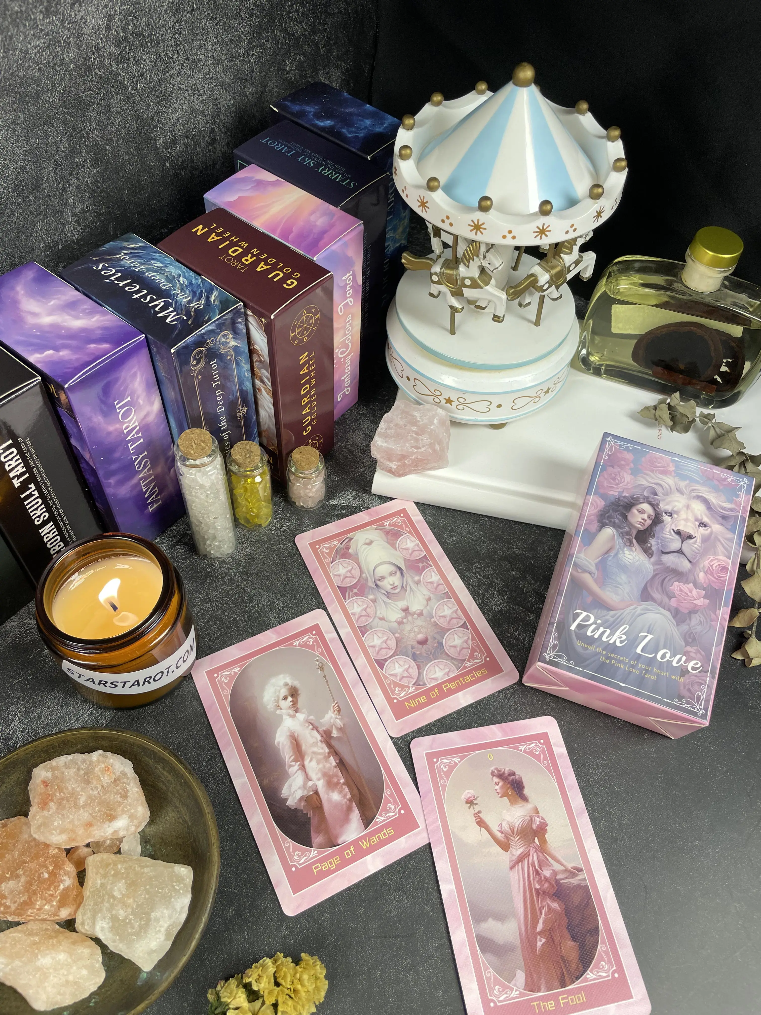 

Original Design Romantic Pink Love Tarot 78 Card Set Premium 400GSM Embossed Varnish RWS System 12x7cm Quality Divination Oracle