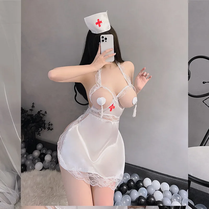 مثير ممرضة زي لعب الأدوار الملابس الداخلية مثيرة غرفة نوم ندف غير قطاع موحدة إغراء حجم كبير محاكاة شخصية الشيف