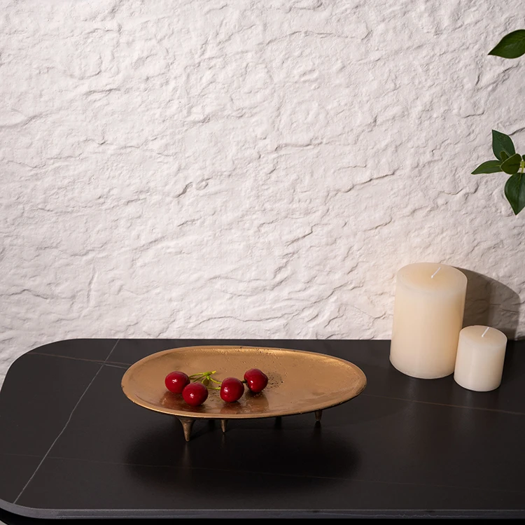 Hotel Office Decorations Resin Ornaments Simple Multi Foot Fruit Plate Golden Home Decor