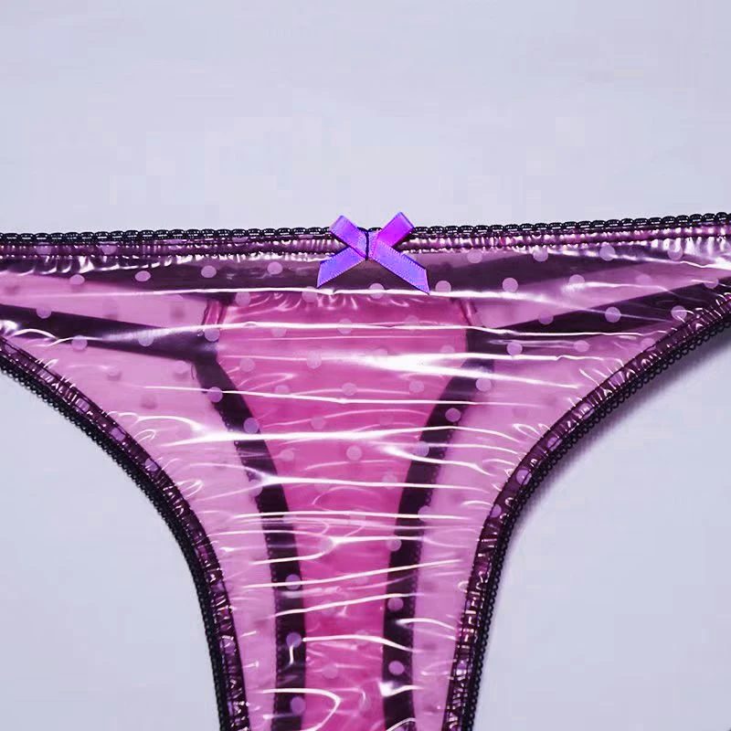 PVC Plastic Film Soft Thong  Smooth Soft Couple Lace  Personality Perspective Fetish T-Pants