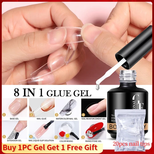 BORN PRETTY 8 en 1 extensión de esmalte de Gel UV en una botella, Base de goma de Gel para uñas, pegamento fuerte para uñas postizas de 15ml