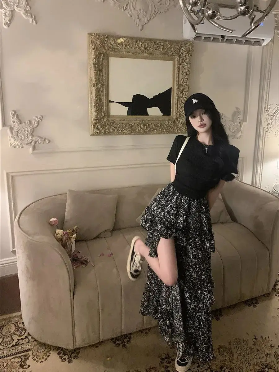 Women's Summer Pure Desire Suit Slit Sexy Floral Long Skirt