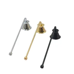 1pc Metal Candle Snuffer Gold/Black/Silver Bell-shape Fire Extinguisher Wick Cover 19.5cm Handle Vintage Decor Home SPA Hotel