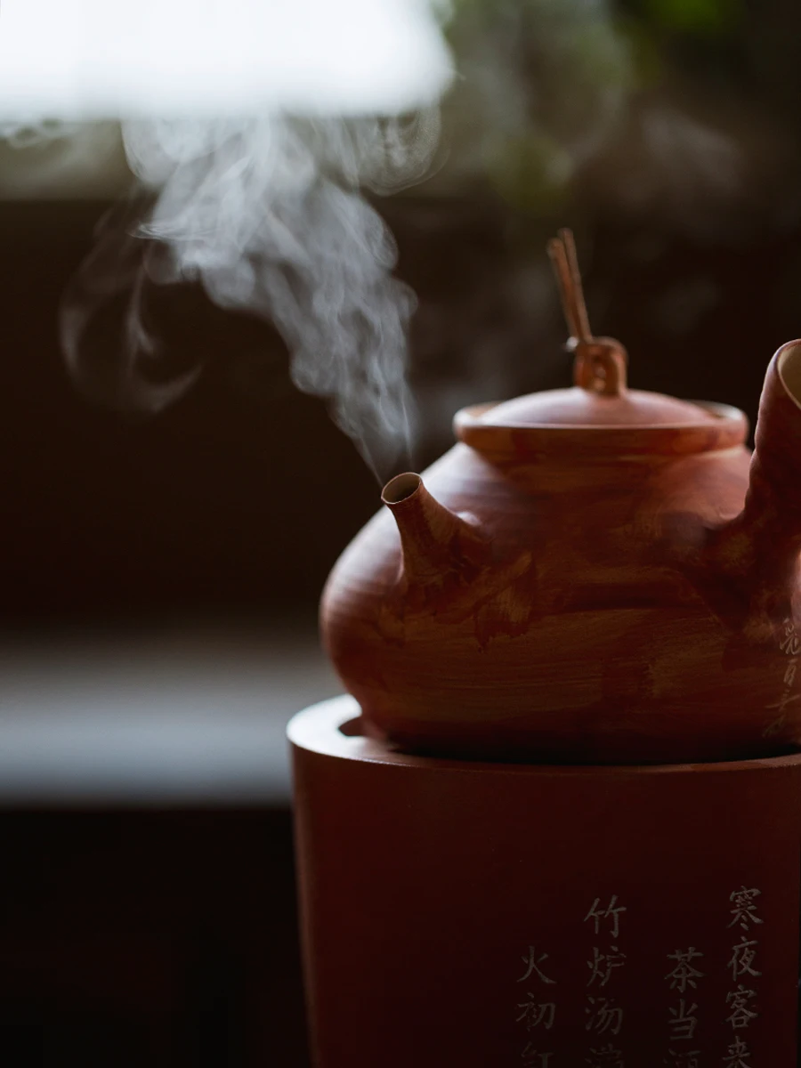 

Handmade White Clay Tea Pot for Gongfu Tea Brewing Charcoal Stove Epiaphic Water Heater Ne Zha Original Mine Side Handle