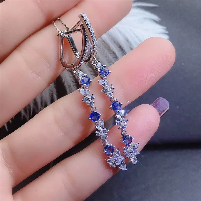 Nature Sapphire Blue Wholesale Earrings for Women Sales with Free Shipping Clearance Sale  925 Sterling Silver Jewelry