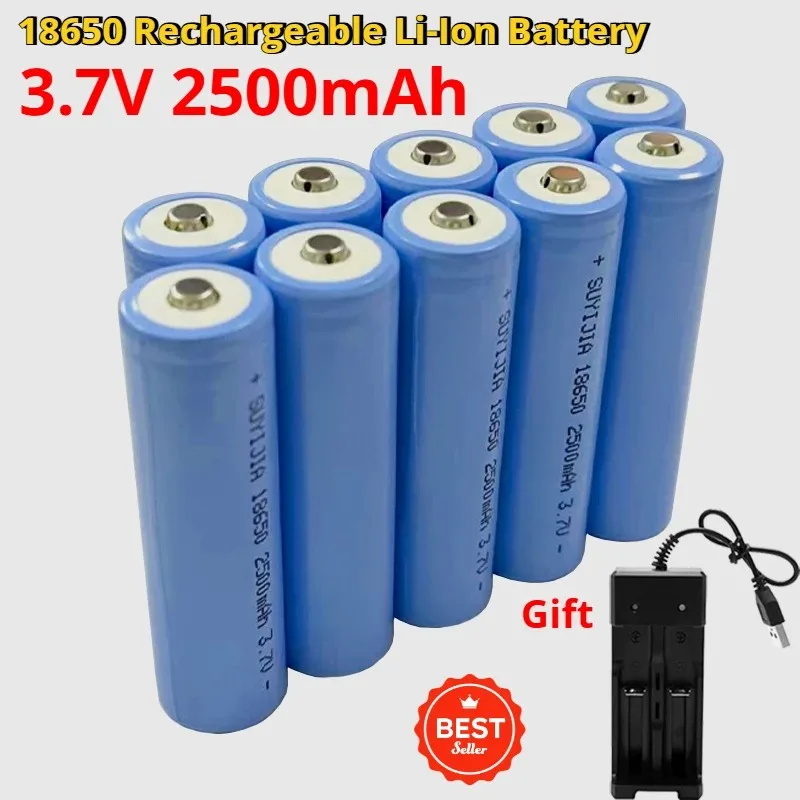 SUYIJIA 18650 3.7V 2500mAh Rechargeable Battery Head LED Light Children's Toy LED Flashlight Alarm Clock+4.2V USB Charger