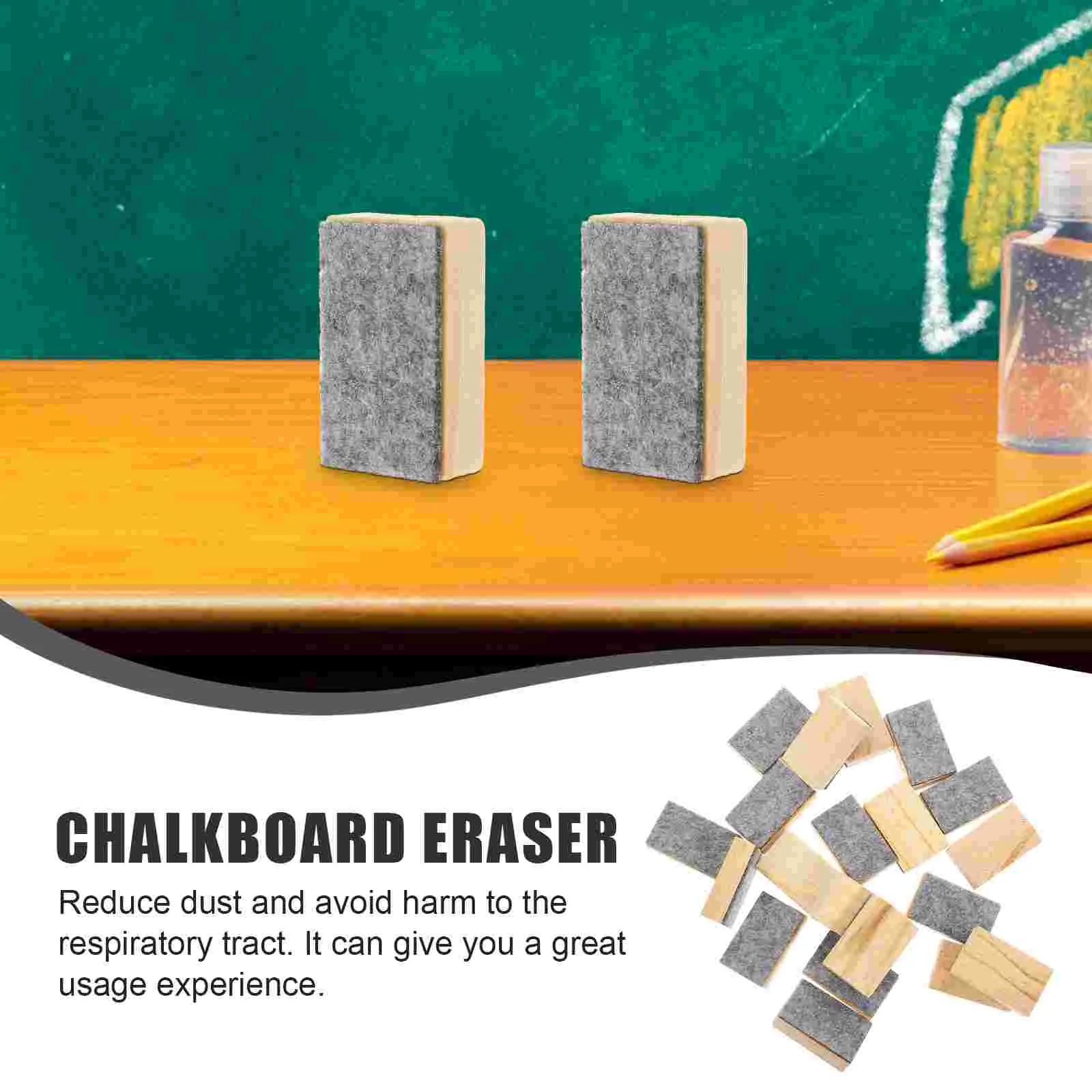 20 Pcs Small Blackboard Eraser Erasers Chalk Chalkboard Cleaner Portable Wiper Wooden for School