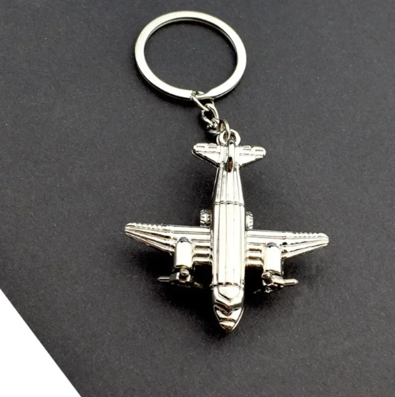 Creative 3D Airplane Model Keychain Brand New Metal Exquisite Men\'s Keychain Gift