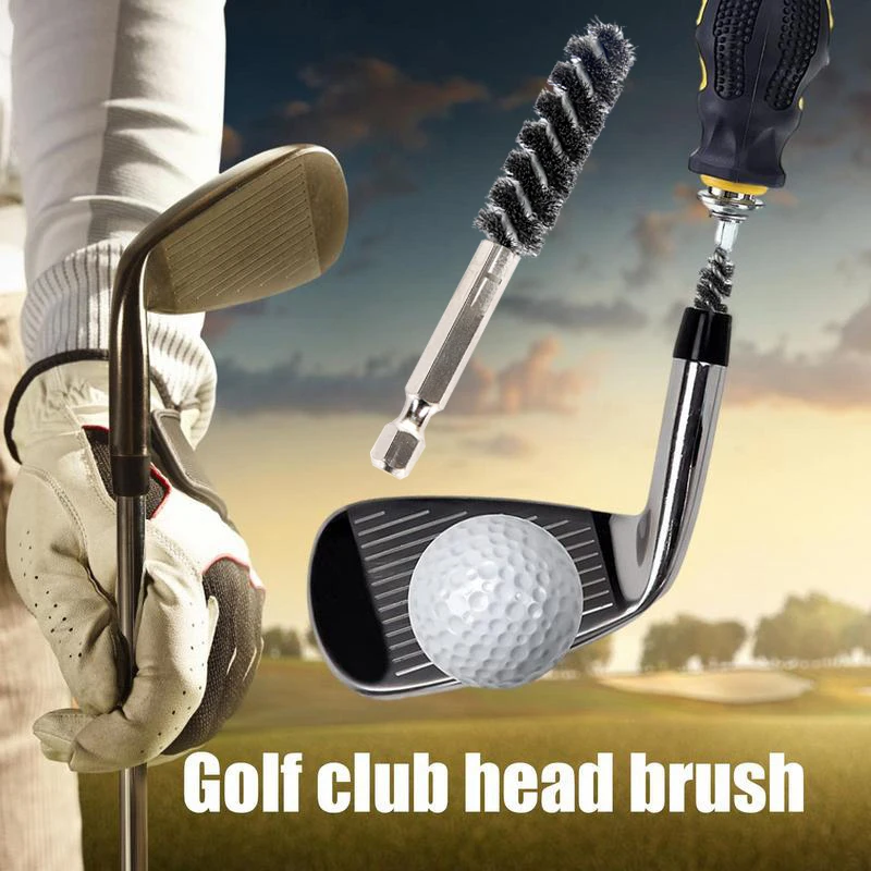 Golf Clubs Head Hosel Brush Electric Drill Wire Brush Hexagonal Rod Golf Iron Head Rust Remover Brush Golf Club Cleaning Polish