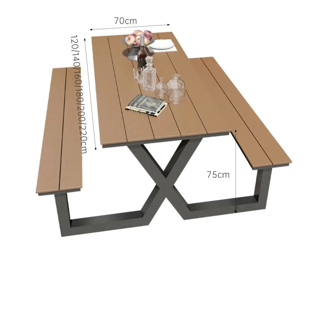 

Casual one-piece park garden courtyard long table bar open square rectangular