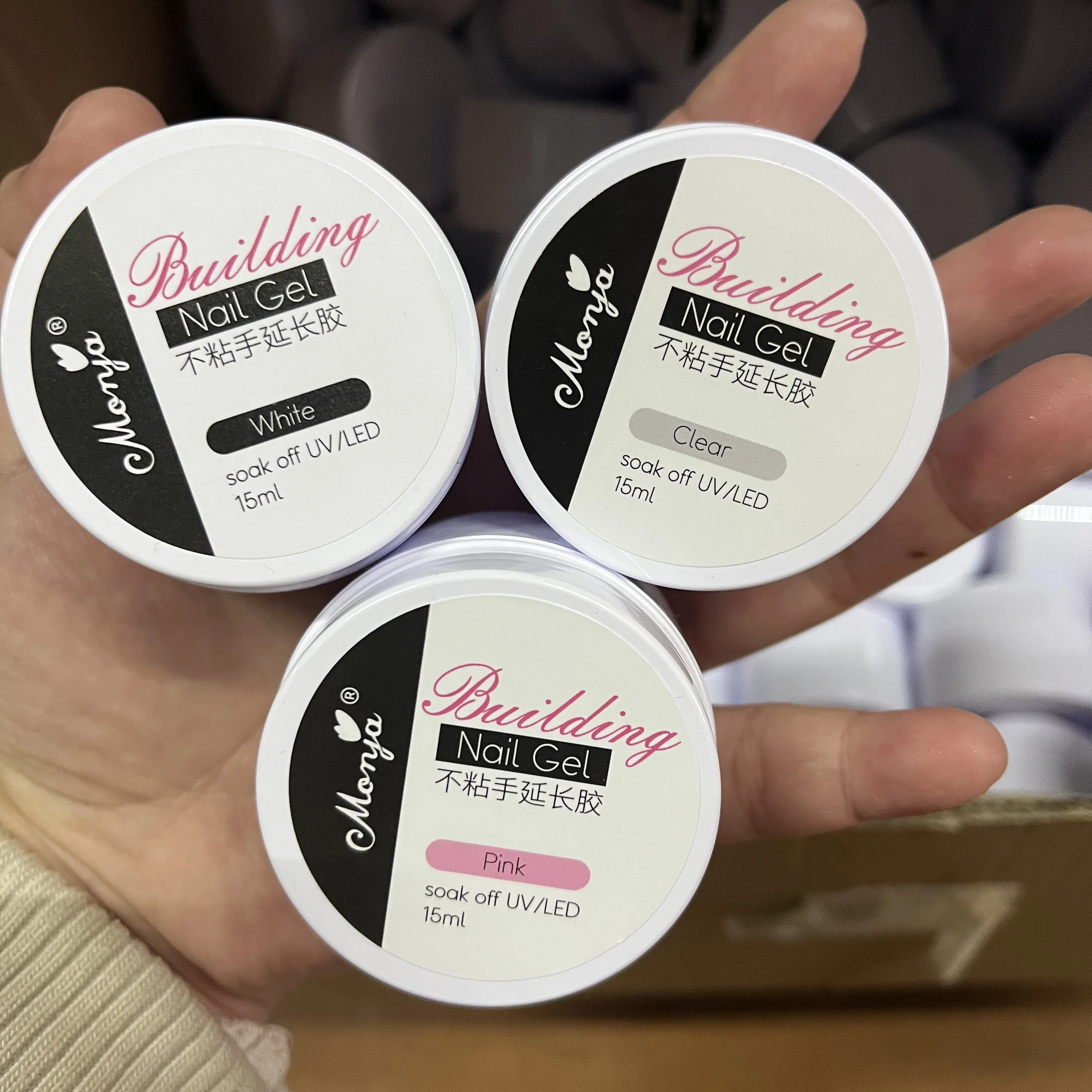 15ml Non Stick Hand EXTENSION GEL เล็บ 3D Shaping เล็บ Solid Milky Jelly เจลสีชมพูสําหรับเล็บปลอมเล็บเจล * (