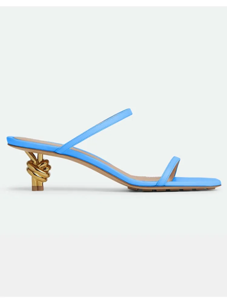 2025 Summer New Women\'s Slimming High Heels Fashion Cool Slippers Fashion Square Head Party Wedding 43 Women\'s Large Sandals