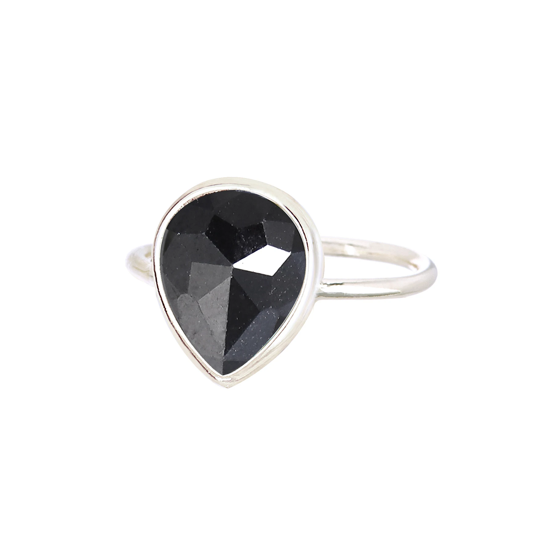 Gemstone Hematite Teardrop Ring Jewelry for Party