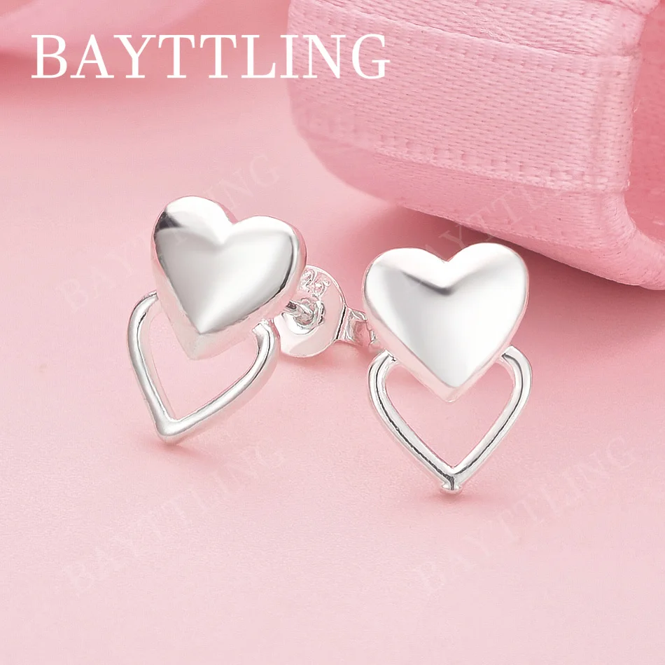 

Роскошные изысканные серьги с двойным сердцем из стерлингового серебра 925 пробы для женщин, аксессуары для свадебных подарков, ювелирные изделия