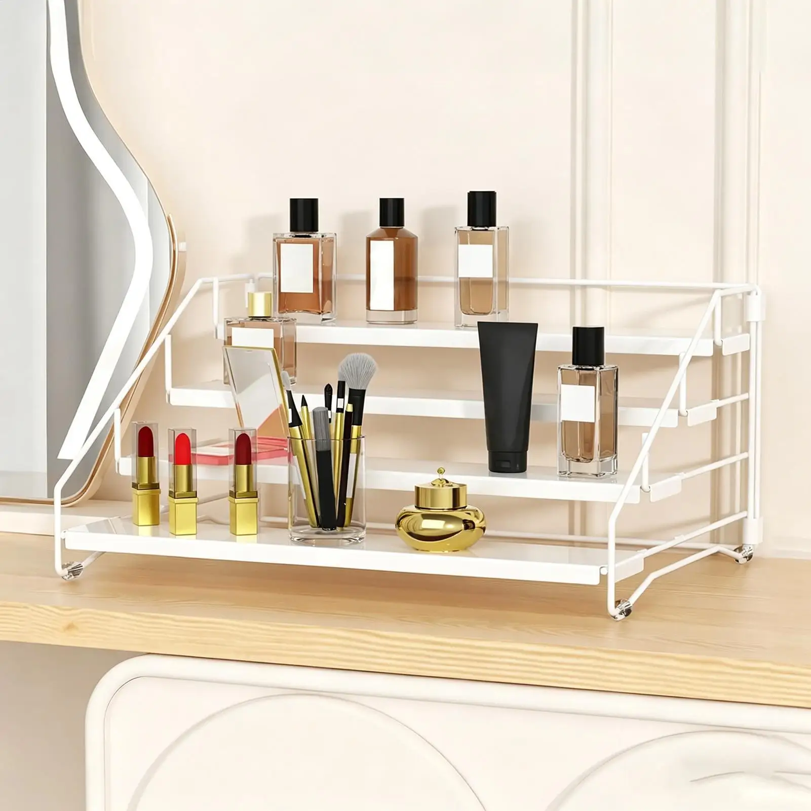 

Seasoning Organizer Expandable Metal Holder Container Display Storage For Home Pantry Cabinet Counter Jar Seasoning Food Sauce