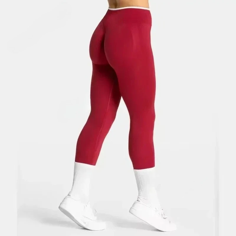 Pantalones de yoga ajustados sin costuras de cintura alta para mujer, levantamiento de cadera, correr, gimnasio físico, escultura de iluminación