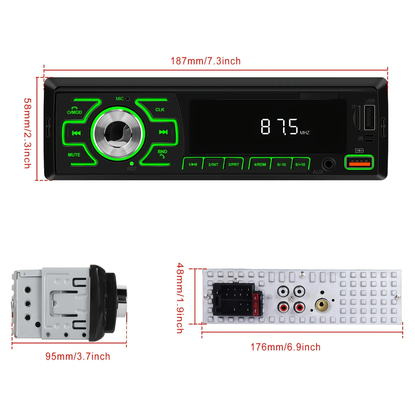 1DIN In-Dash FM Stereo, Digital Audio Music Stereo Car Player Radio MP3 Player, Compatible with RCA/USB/SD/AUX-IN And Features