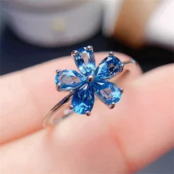 FS S925 Sterling Silver Inlay 3*5 Natural Sapphire/Tourmaline Ring With Certificate Fine Charm Women Weddings Jewelry MeiBaPJ