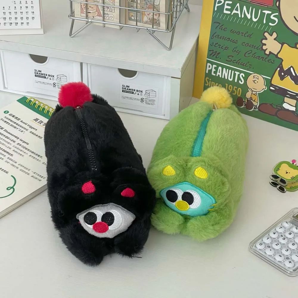 

Large Capacity Cat Plush Pen Bag Cartoon Animal Lying Cat Cartoon Cat Plush Bag Candy Color Zipper Cat Plush Pencil Pouch Office