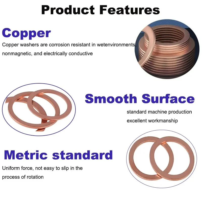 200pcs Copper Washer Gasket Nut & Bolt Set - Perfect For Sump Plugs - Includes Box & Assorted Sizes (M5/M6/M8/M10/M12/M14)