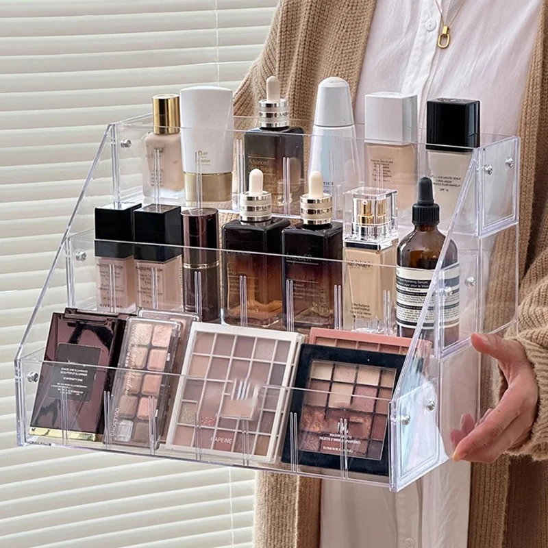 Transparenter Acryl-Parfümständer, Mehrstöckiger Kosmetik-Organizer, Hautpflege-Make-up-Aufbewahrungsregal, Desktop-Regalhalter