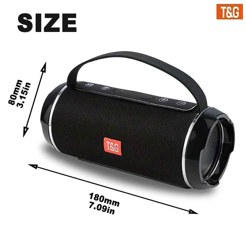 مكبر صوت متوافق لاسلكي محمول خارجي بتقنية البلوتوث TG116C يدعم اتصال USB/TF/FM مع هاتفك/الكمبيوتر اللوحي/التلفزيون