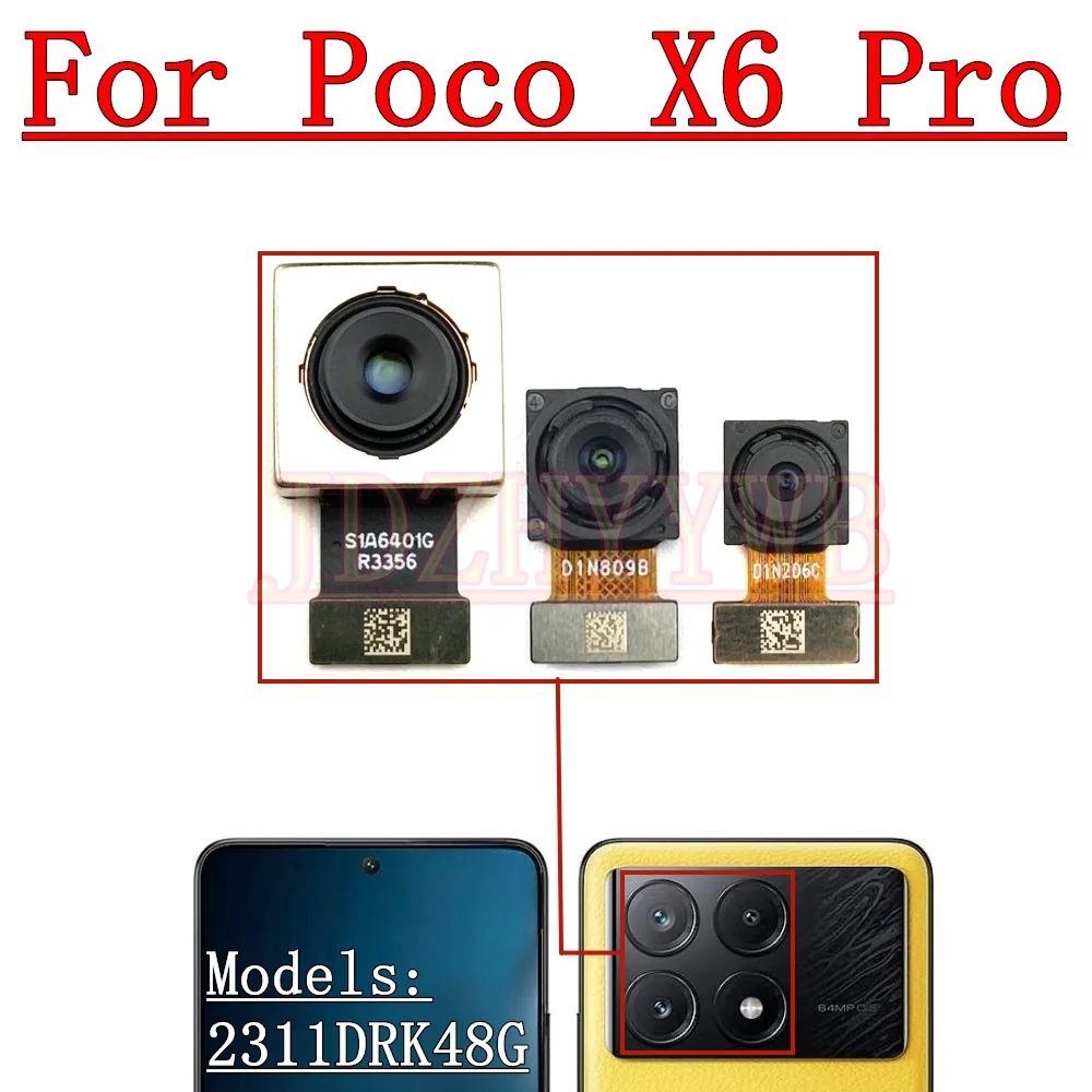Front Rear Camera For Xiaomi Mi Poco X6 Pro X6Pro 5G View Wide Back Main Camera Module Flex Cable Replacement Spare Parts