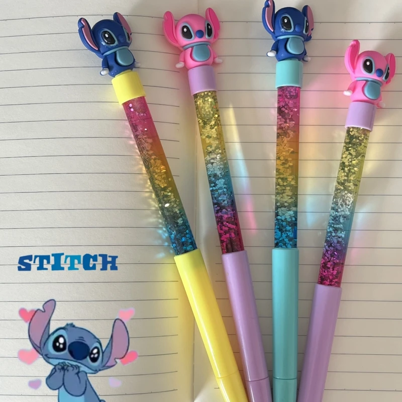 One piece Disney Doll Stationery Black Pen Toys Anime Figure Stitch Student Write Tools School Award Neutral Pen Children\'s Gift