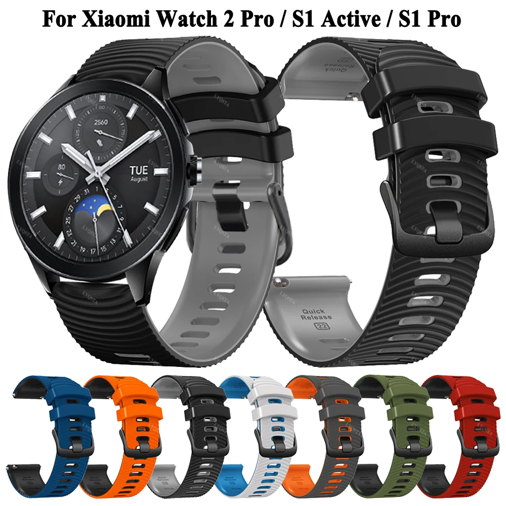 For Xiaomi Watch 2 Pro Wriststrap Strap Wristband Bracelet For Xiaomi Mi Watch S3 S2 S1 Active Pro Color Silicone Watchband 22mm