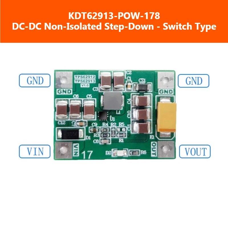 TPS62913 وحدة إمداد الطاقة DC-DC وحدة تنحى تحويل التيار الكهربائي كفاءة عالية 15 واط قوة الذروة KDT62913-POW-178