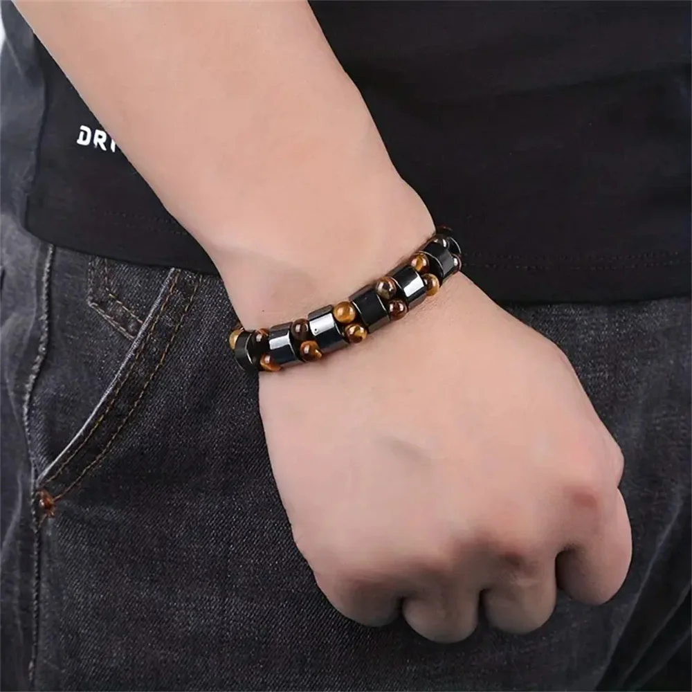 Unisex Tiger's Eye & Hematite Bracelet: Chic Energy Protection, Empowerment & Style