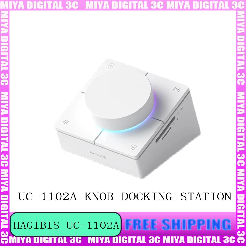 

Hagibis UC-1102A Knob Docking Station Type-c Volume Adjustment Desktop Controller Controller USB Hubs for Macbook Win Laptop
